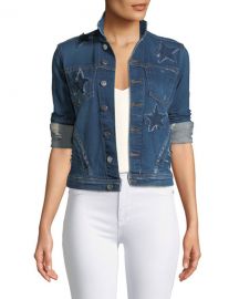 Celine Button-Down Denim Jacket w/ Star Details at Neiman Marcus